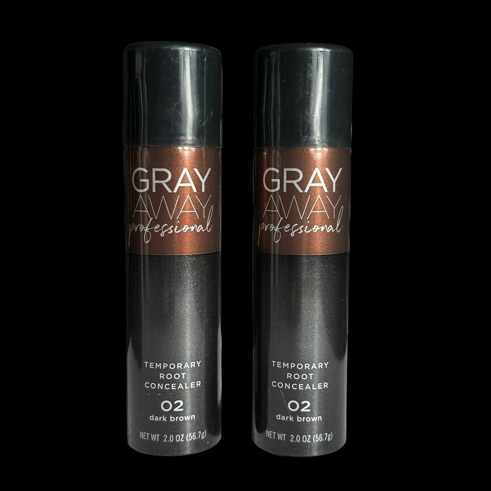 2 Pack Gray Away Professional Temporary Root Concealer 02 Dark Brown 2oz Spray